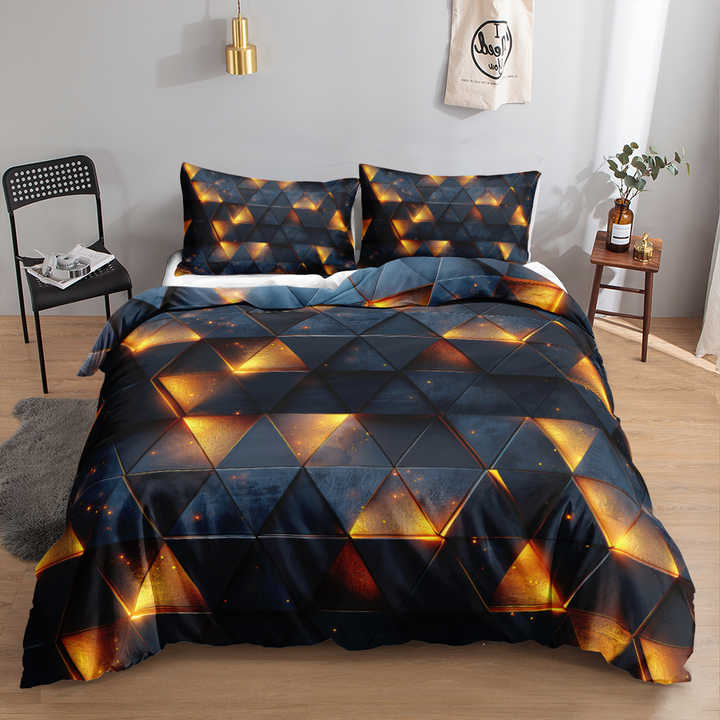 Super Soft Geometric Duvet Cover Modern Geometric Red