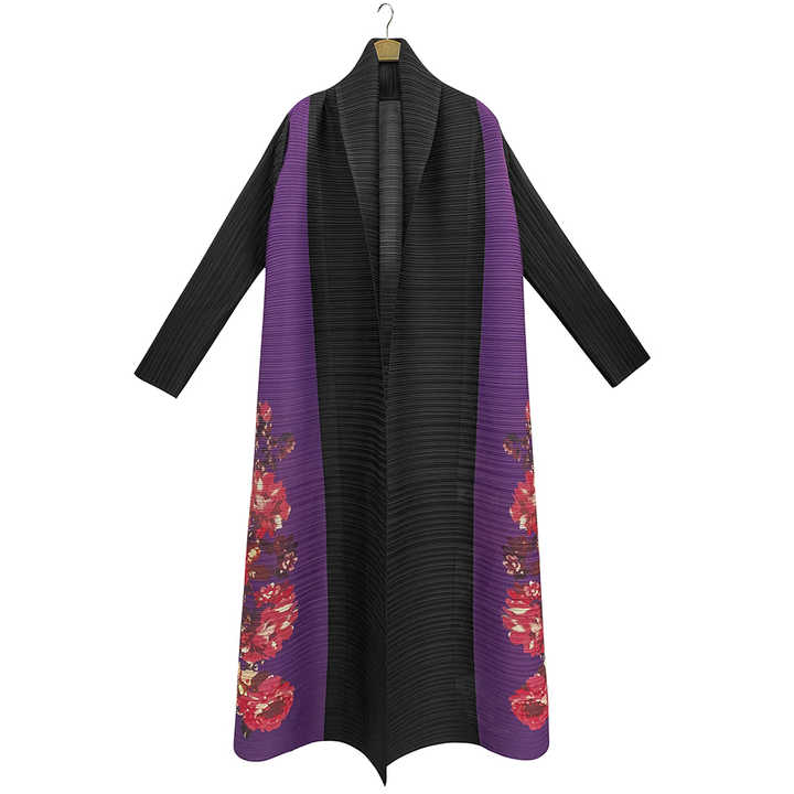 Black open abaya with roses