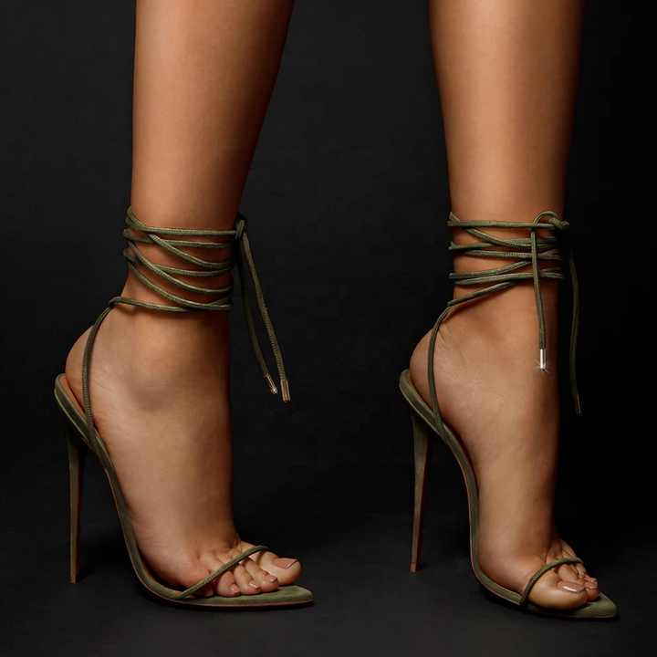 high heel with fabric strap