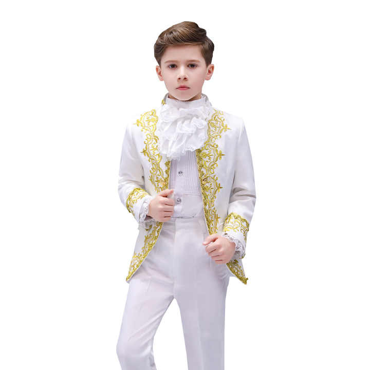 Medieval Prince Costume for Kids Boys King Fancy Dress Tuxedo Carnival Cosplay Costume Children's Birthday Gift