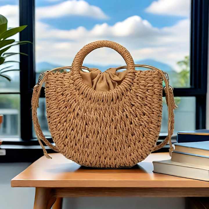 حقيبة كتف منسوجة للشاطئ الصيفي