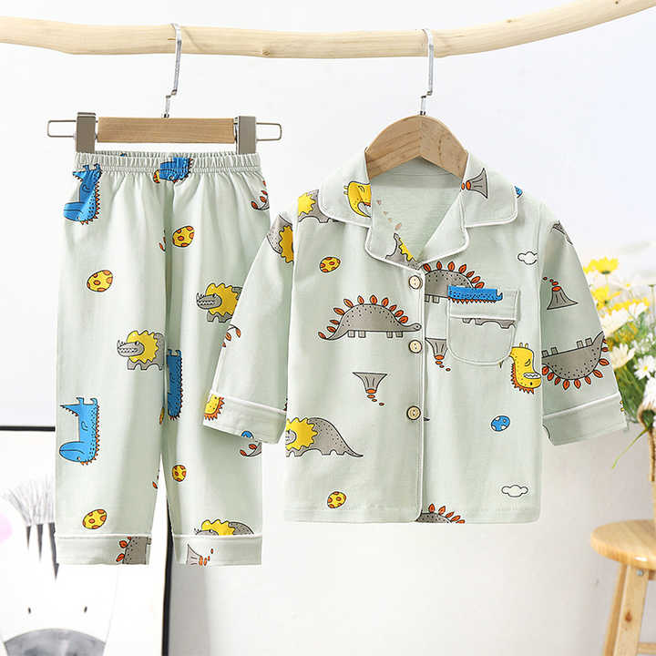 New Cotton Baby Pajamas Set Cartoon-طقم بيجامات أطفال قطني