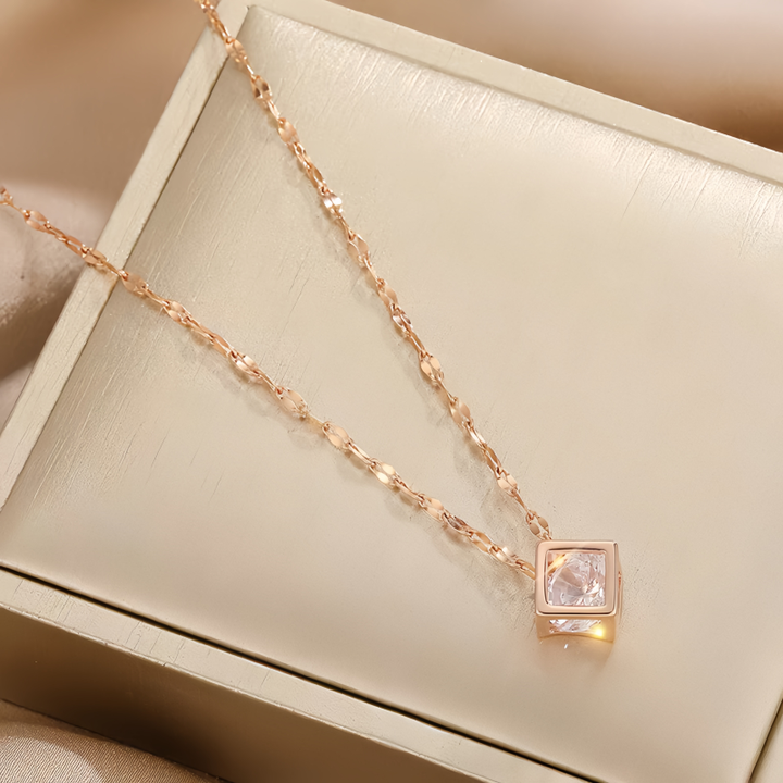 hollow square necklace