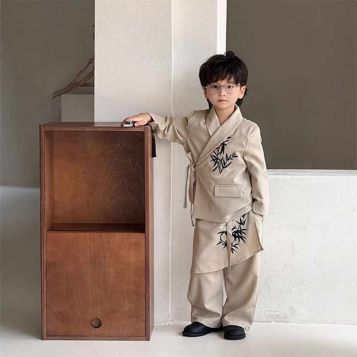 Boys' embroidered tang suit trousers