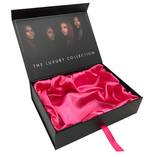 مخصص شعار الفاخرة الشريط علبة إطالة الشعر . Custom Logo Luxury Ribbon Hair Extension Box
