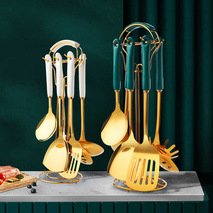 اكسسوارات المطبخ الذهب المواقد السيراميك Accessories Gold Ceramic Cookware Set