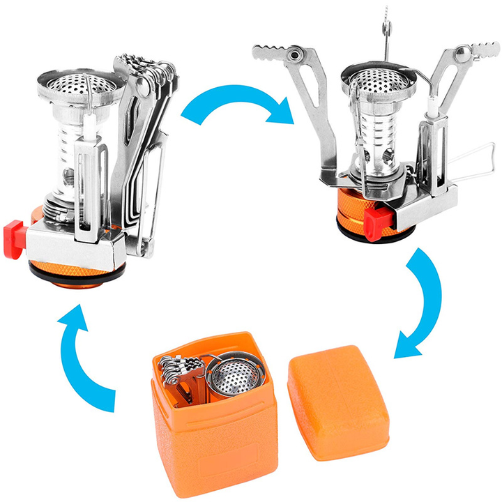 Jetshark Outdoor Hiking Portable Folding Gas Stove Burner s With Piezo Ignition Integrated MINI Stoves موقد غاز محمول قابل للطي من Jetshark للمشي لمسافات طويلة في الهواء الطلق مزود بإشعال كهربائي مدمج ومواقد صغيرة