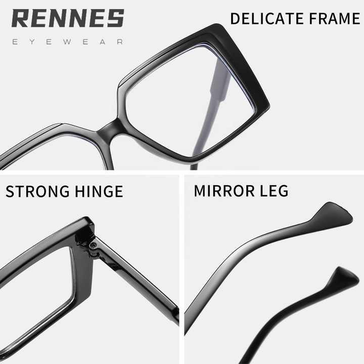 Anti-blue light PC rectangular color blocking glasses for men and women, the same design as students' myopia glasses