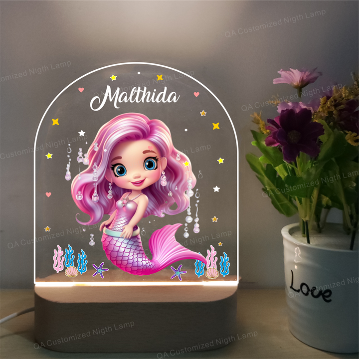 Personalized Mermaid Night Light for-مصباح ليلي