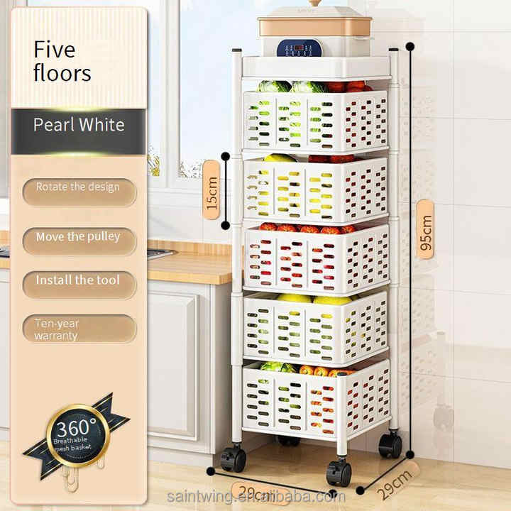 Best Selling Multi-Tier Rotating Storage Racks Kitchen Supplies Living Room Bathroom Clothes Fruits Vegetablesالأكثر مبيعًا رفوف تخزين دوارة متعددة الطبقات لوازم المطبخ لغرفة المعيشة والحمام للملابس والفواكه والخضروات