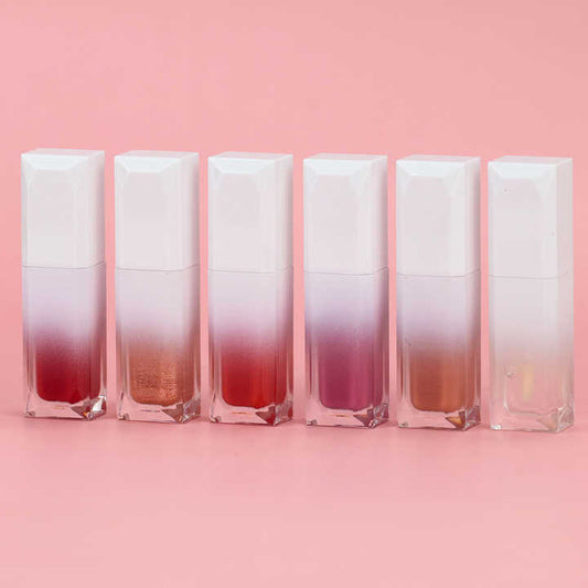 لون أبيض متدرج لطيف أنبوب مستحضرات تجميل أحمر شفاه Cute White Gradient Color Cosmetic Tube Matte Liquid