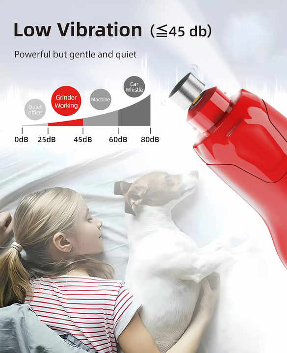 Quiet Dog Nail Grinder - (45dB) 6 Speed Grinder with 2