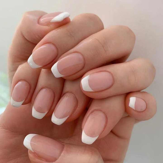 Wholesale 24 Pcs French Pink French Acrylic Nails
