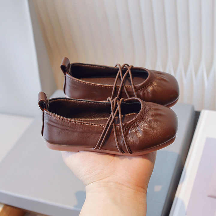 Girls' leather flat shoes