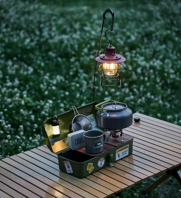 Portable Metal Iron Camping Bag for Outdoor Activities.