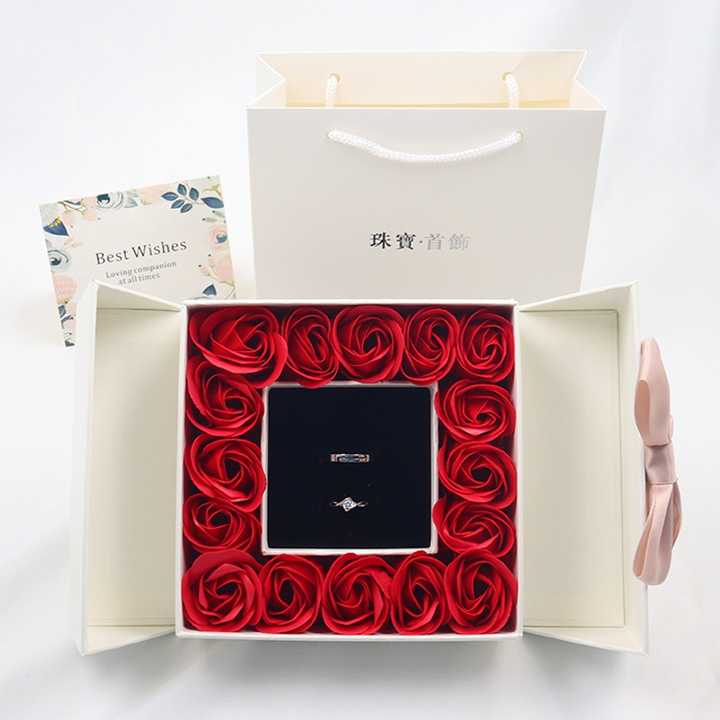 Double Door Jewelry Rose Box