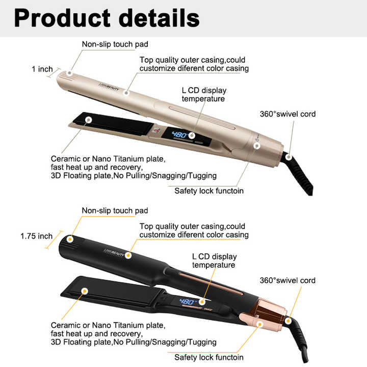 Ceramic Keratin Treatment Hair Straightener مكواة فرد الشعر الكهربائية المخصصة من المصنع للاستخدام المنزلي