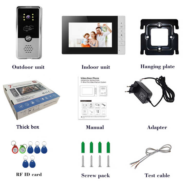 Tuya WiFi Waterproof Two-Way Visual Intercom Home Security Equipment Intercom 7 Inch Screen Can Record Videosتويا واي فاي مقاوم للماء جهاز اتصال داخلي بصري في اتجاهين معدات أمن منزلية انتركوم شاشة 7 بوصة يمكن تسجيل مقاطع الفيديو