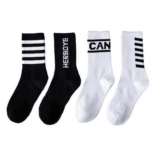 Men's Black and White Custom Logo Pure Cotton Non-Slip Athletic Socks