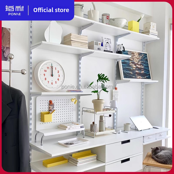 Simple white wall-mounted bookshelf