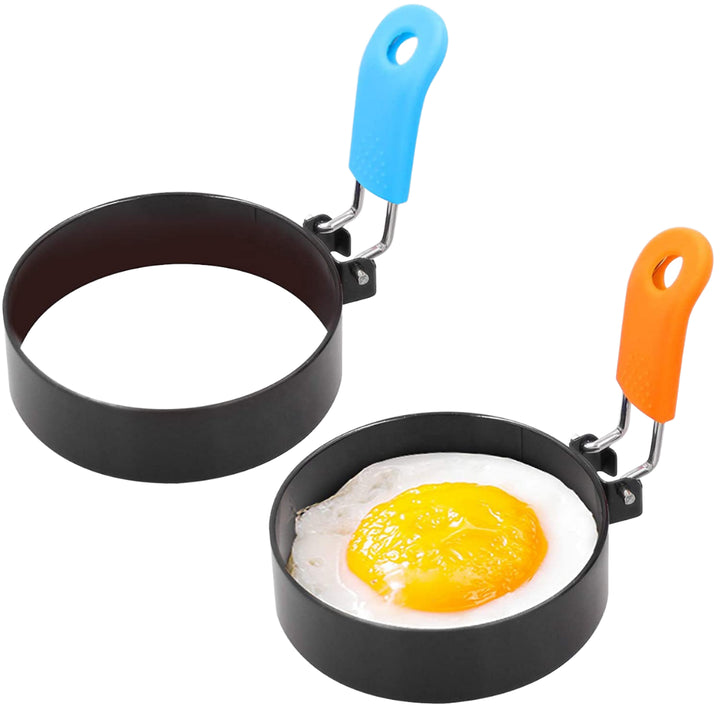 Stainless Steel Round Cooking Tools with Non-Stick Handle Egg Ring Mold for Fried Eggs Pancakes Food Preparation