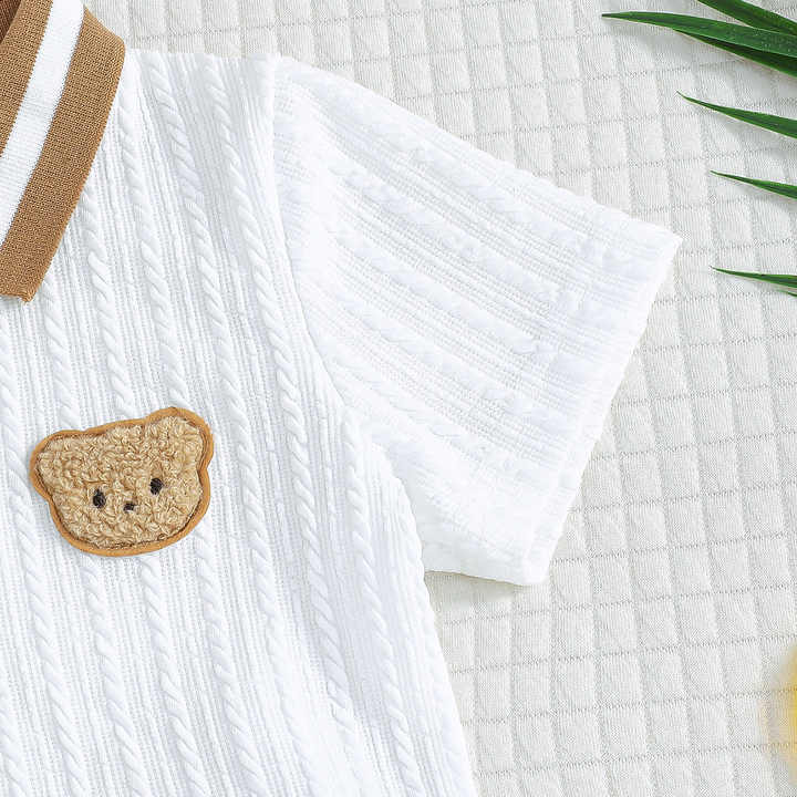 ملابس أطفال بالجملة ملابس أولاد صيفية مطرزة . Wholesale Children's Clothing Boys Summer Clothes Embroidered Little Bear Sportswear Casual Outdoor 2
