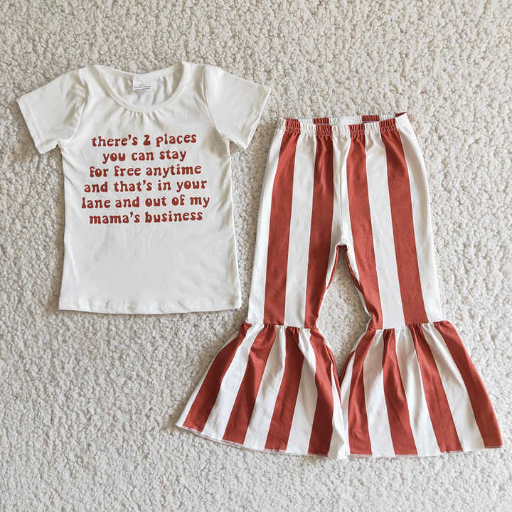 Girls Bleached Coffee Shirt Top Bell-طقم ملابس بناتي