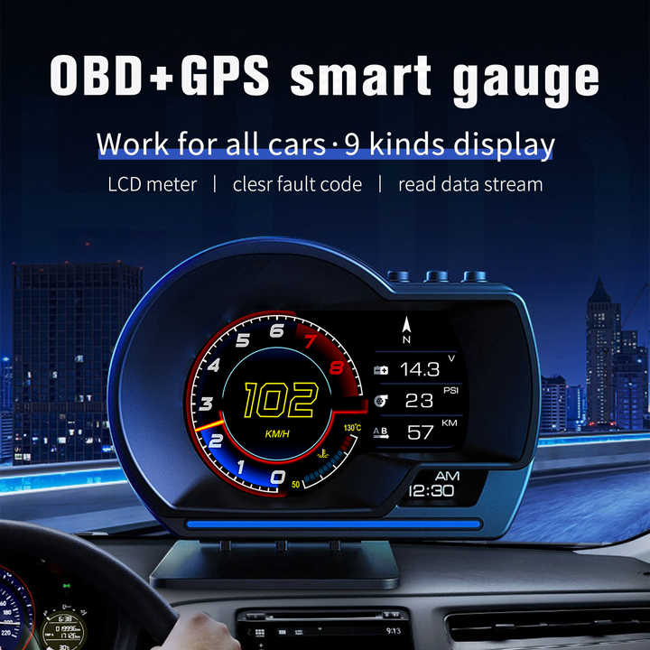 Wiyii hud P6 OBD2 + GPS نظام مقياس ذكي . Wiyii HUD P6 OBD2 + GPS Smart Gauge System
