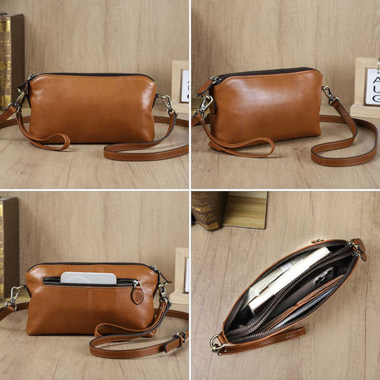 حقيبة يد حقيقية من جلد القابض للنساء