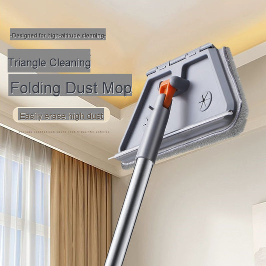 X with rotating feature, triangular chenille material shaped head, for use in household cleaning