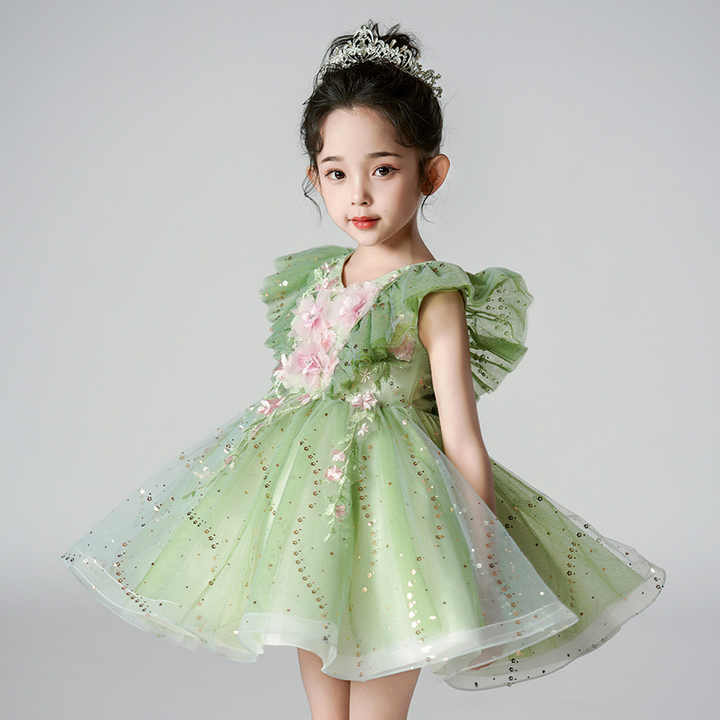Baby Princess Clothes Christmas Party Outfit - فساتين خضراء صغيرة للبنات
