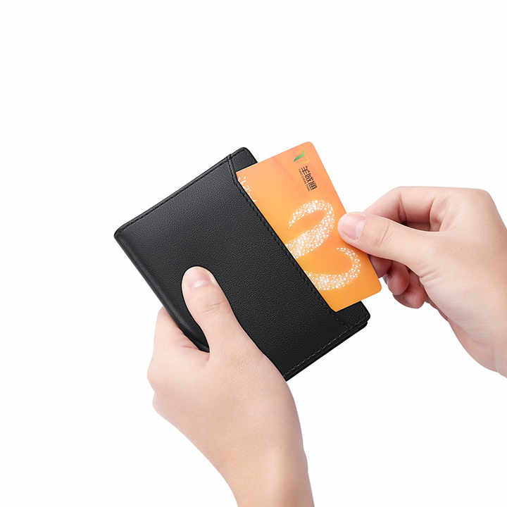 Black Slim Leather Wallet Card Holder Cowhide Soft Men's