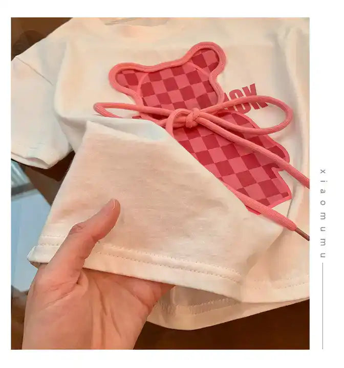 New Stylish Summer Kids Girls Clothing Set T-shirt and Printed Pants