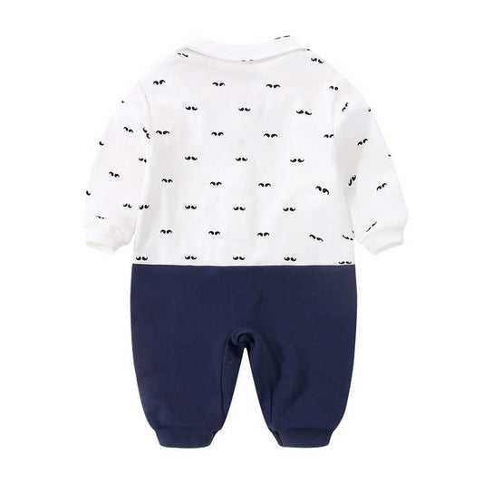 YiErYing Newborn Baby Clothes Fashion 100% Cotton Baby Boy Romper Beard Print and Bow Tie Infant Jumpsuit