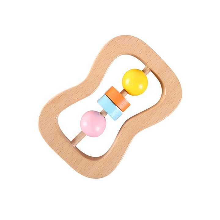 Toddlers Rattles Handle Safety Intelligent Educational. لعبة جرس يد خشبي للأطفال الصغار مع مقبض آمن وتعليمي ذكي