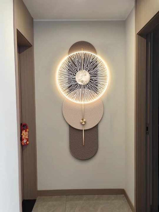 لوحة ضوء LED معدنية ثلاثية الأبعاد ، جدارية ذهبية 3 D Metal LED Light Panel, Luxury Gold Still Life Mural,