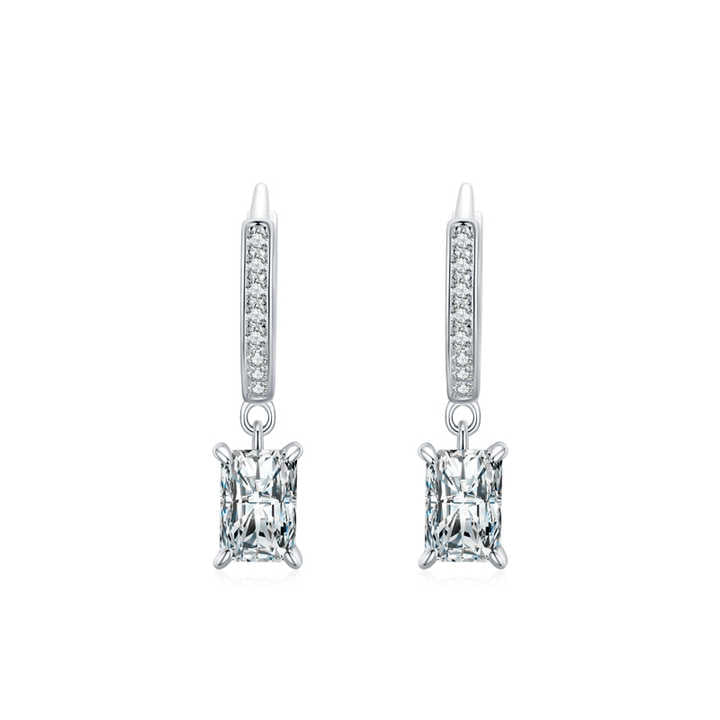 Sterling Silver Luxury Women's Jewelry Wedding AccessoriesAilmay أقراط متدلية عصرية مستطيلة من الزيركونيا المكعبة البراقة من الفضة الإسترليني بنسبة 100% عيار 925 فاخرة للسيدات مجوهرات واكسسوارات لحفلات الزفاف
