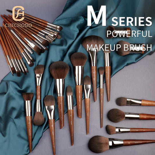 MUF 37 Series High Quality Aluminum Vegan Makeup Brushes with Wooden Handle Vegan Makeup Brushes Wholesale from Factory