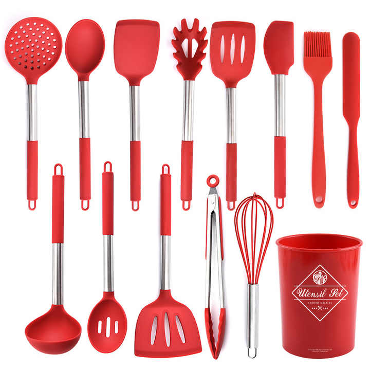 طقم أدوات طهي صغيرة من السيليكون - Silicone Mini Cookware Set with Metal Kitchen