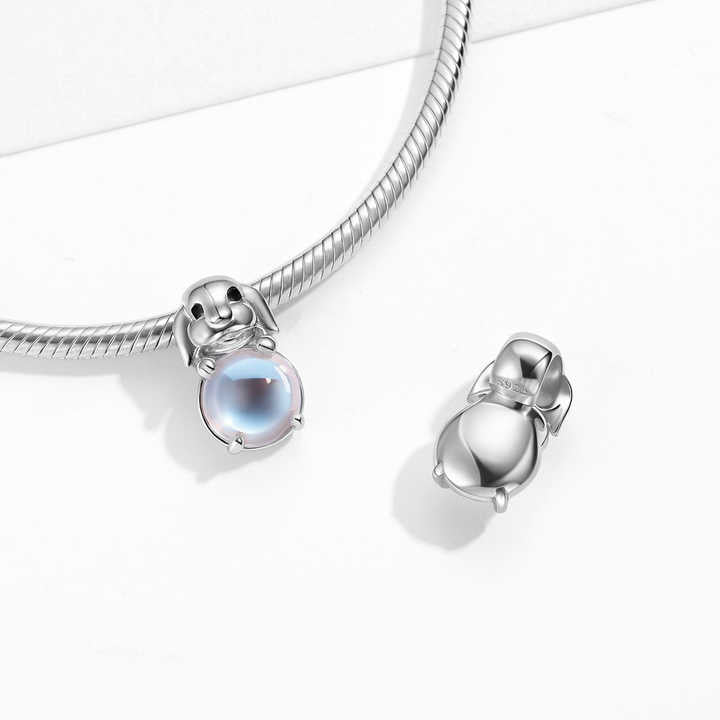 Rabbit Charm Authentic 925 Sterling Silver -سحر أرنب قصير الأذن
