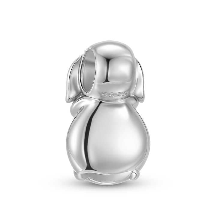 Rabbit Charm Authentic 925 Sterling Silver -سحر أرنب قصير الأذن