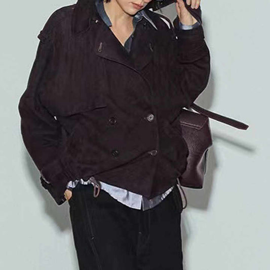 Jancoco New Arrival Cropped Motorcycle Leather Coat.