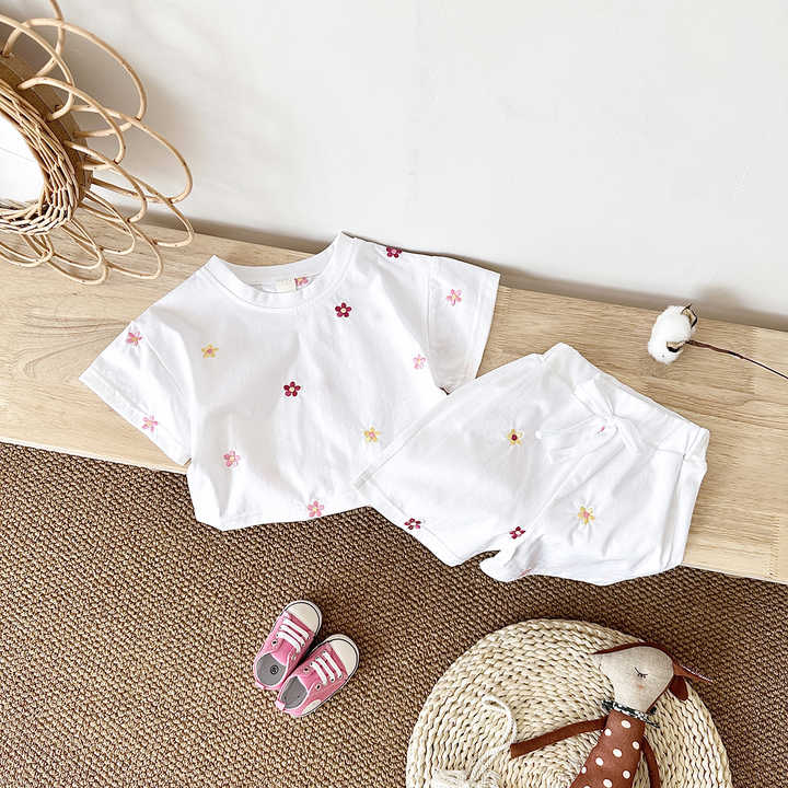 Baby Girl Summer Clothing Kids Floral-مجموعة ملابس