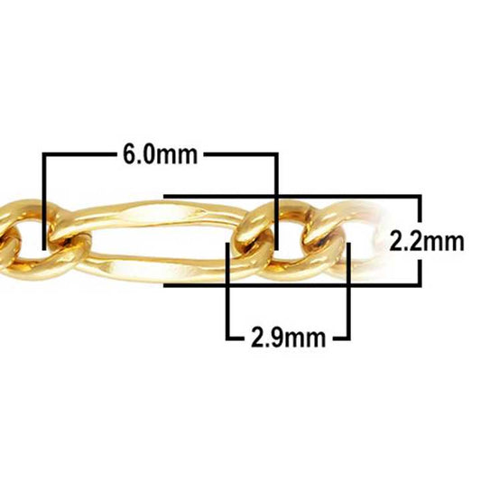 Dainty Girls Women's 2.5mm Figaro Chain Bracelet, 14k Gold Plated