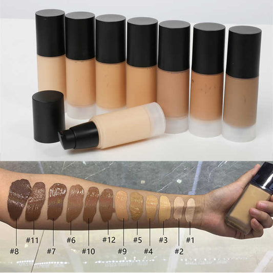 ماكياج أساس غير لامع مقاوم للماء بعلامة تجارية خاصة بكريم الأساس السائل بدون شعار Private Label Matte Waterproof Foundation Makeup No Logo Liquid Foundation