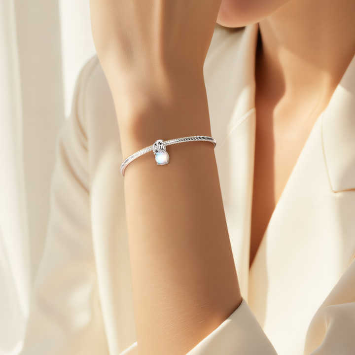Rabbit Charm Authentic 925 Sterling Silver -سحر أرنب قصير الأذن