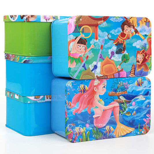 200 Pieces Child Cartoon Puzzle Iron Wooden Box.