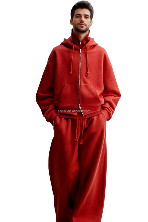 Blank Men's Zipper-up Sweatshirt Set .. سويت شيرت رجالي سادة بسحاب