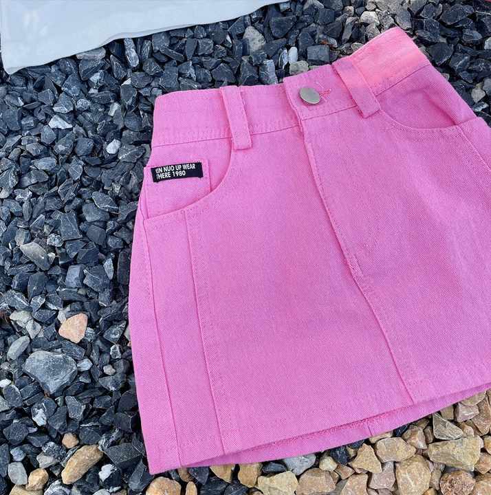 Summer Fashion Mommy and Me T-Shirt and Plain Skirt Pink Twill A-Line Dress Girls Comfortable High Quality Baby Girls Clothes