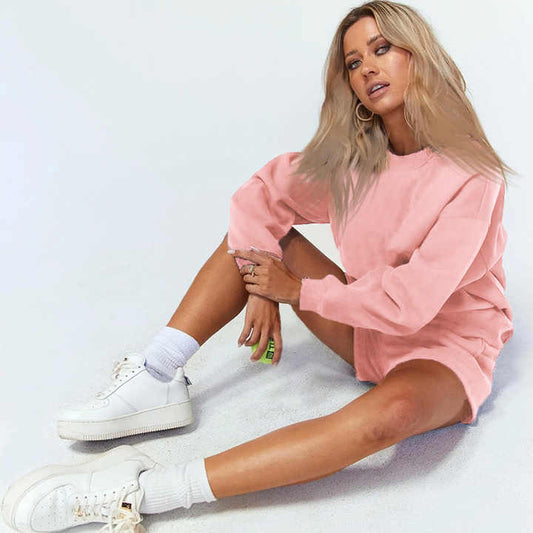 طقم بدلات نسائية سادة مكون من قطعتين